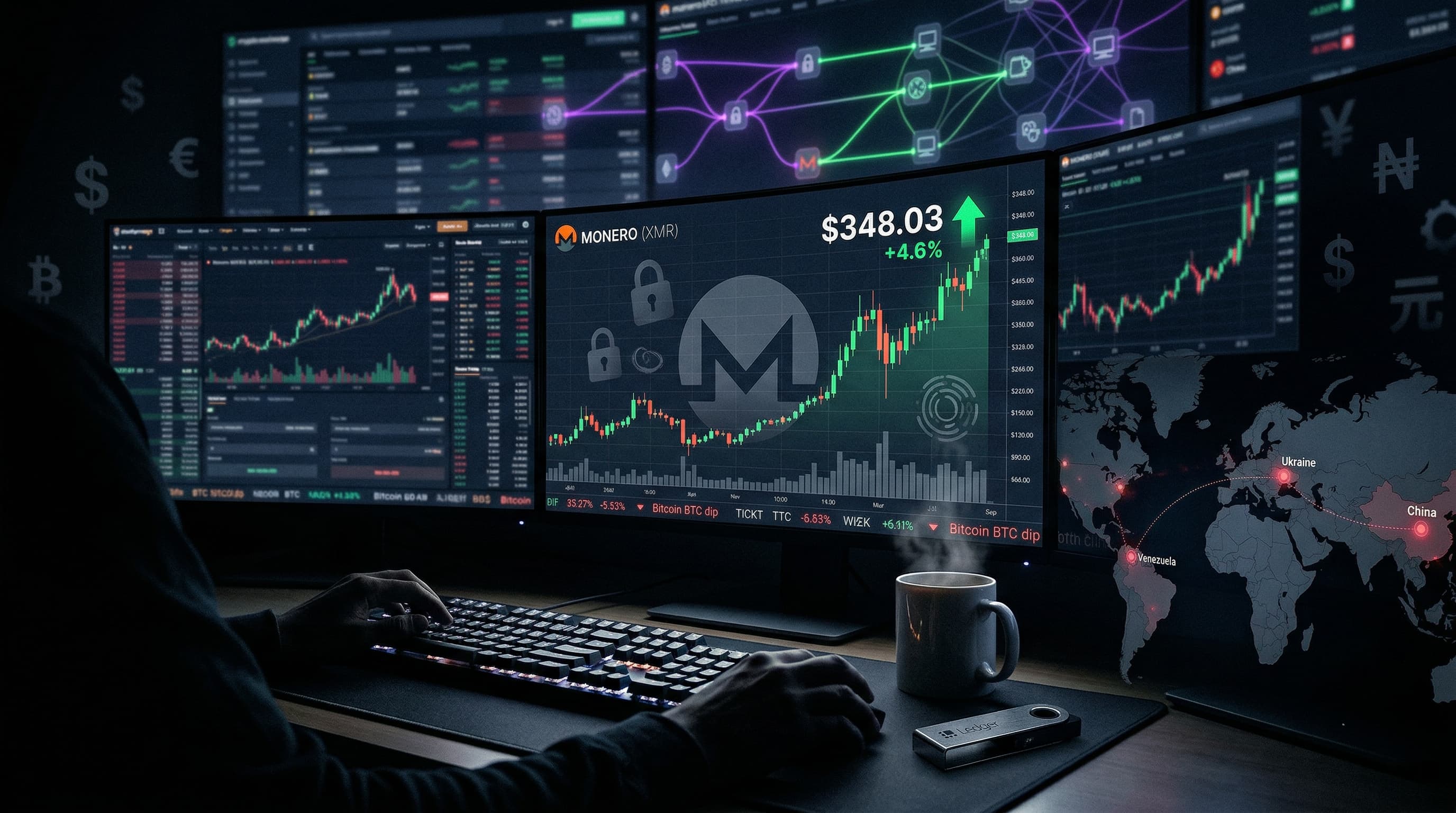 Monero Surges 4.6% to $348 Amid Privacy Demand