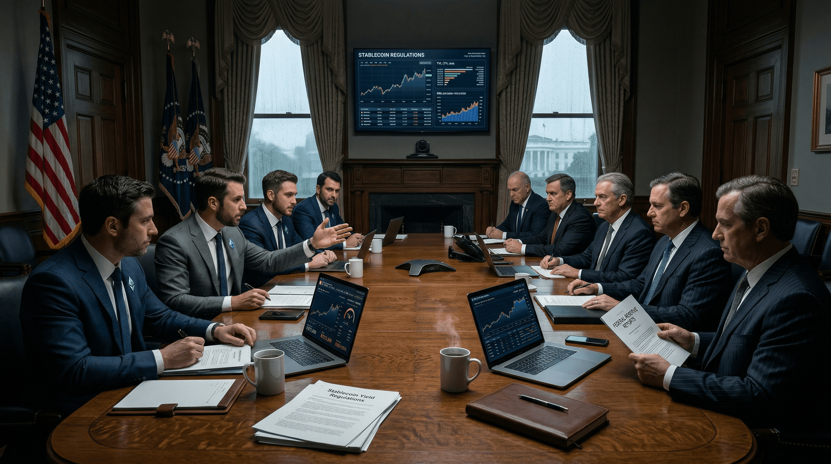 White House Backs Stablecoin Yields Fight vs Banks