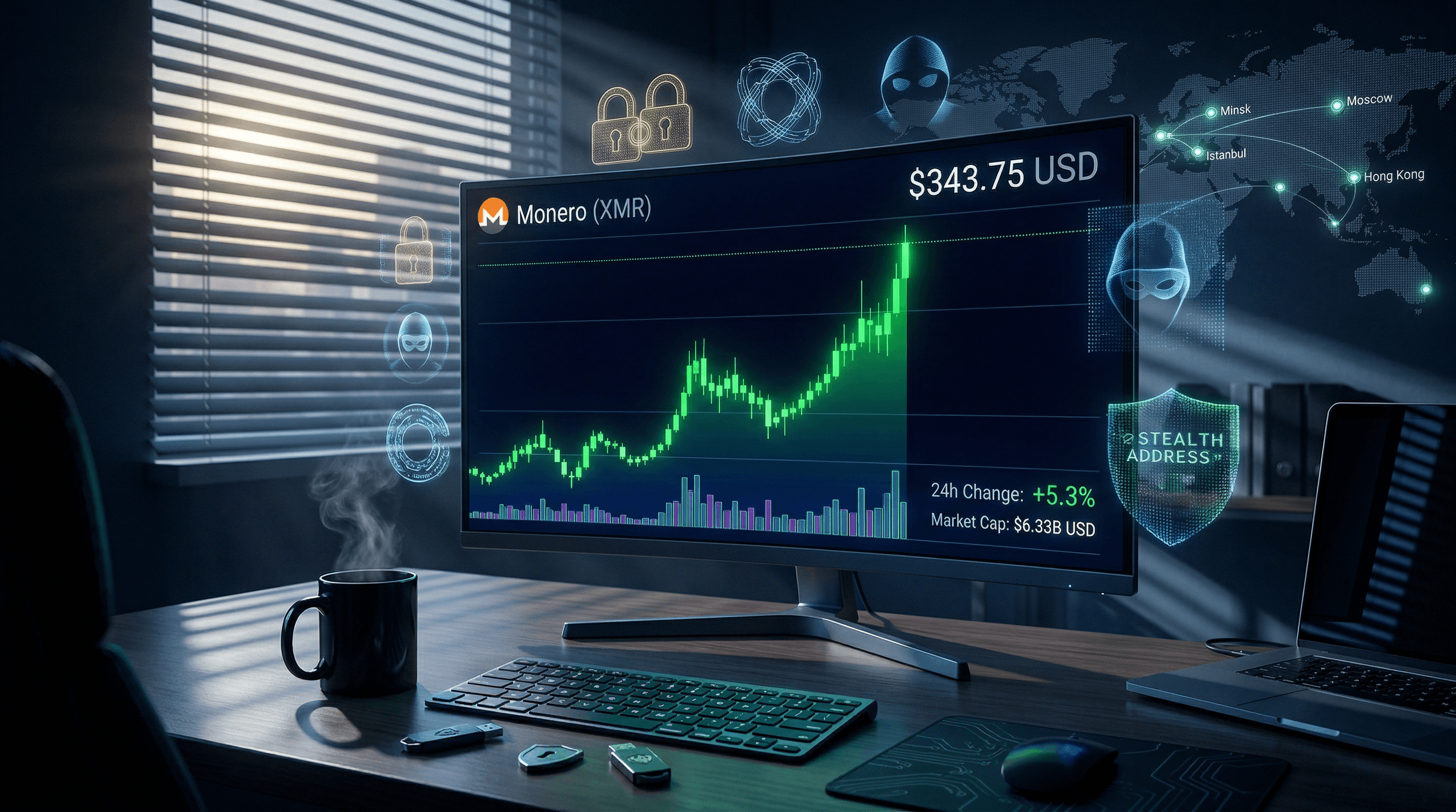 Monero Surge: 5.3% Jump to $343.75 on Privacy Demand