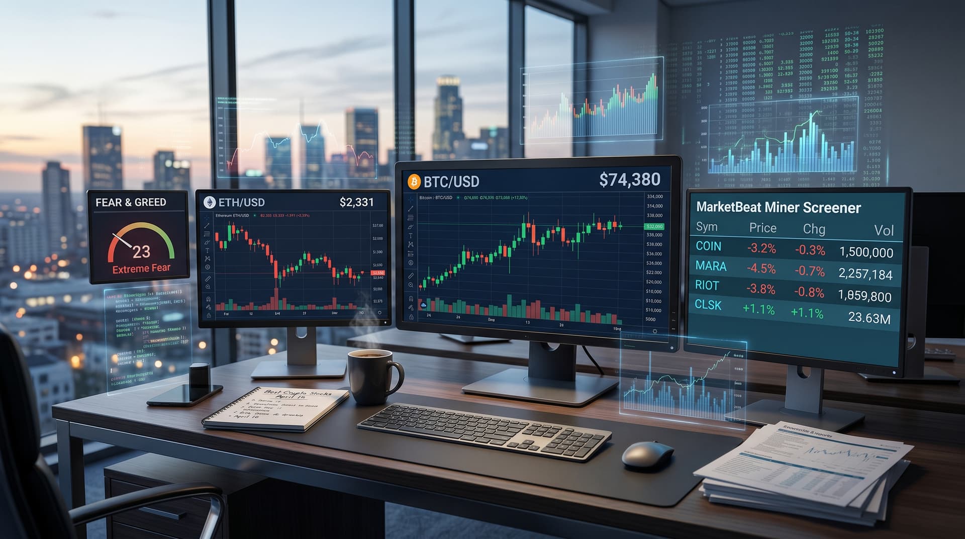 MarketBeat's Best Cryptocurrency Stocks to Watch April 15: BTC Steady at $74K