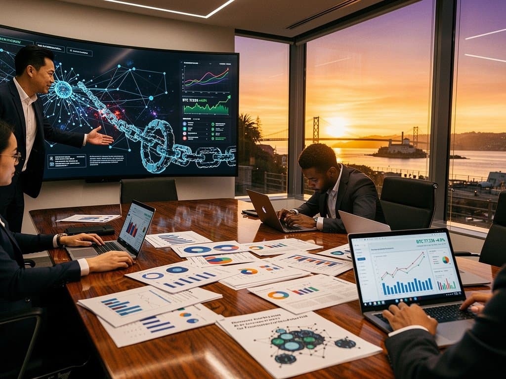 VC partners discuss Iconiq Capital AI investments and Anthropic stake with BTC charts in modern boardroom